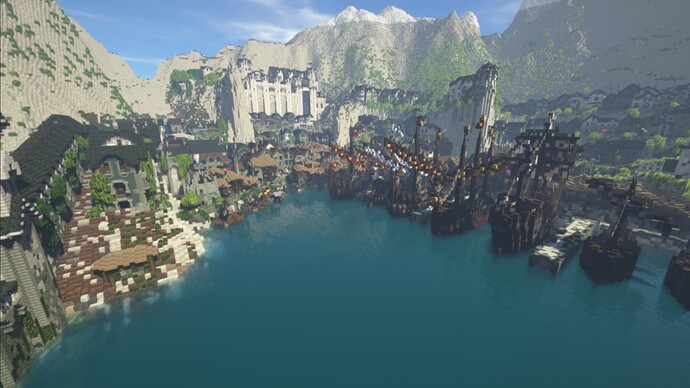 The mideval town of Gulltown, in the Game of Thrones universe (oddly, this Minecraft build is the only artist's rendering I could find of this city