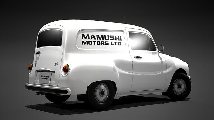 Mamushi 550 Van Kai '75 finished in White with Mamushi Motors Ltd. advertising (Rear)