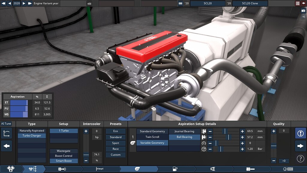 Effects of intercooler sizes and nonintercooled setups on turbo