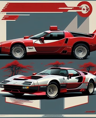 1982_morning_wide_shot_Red_Dodge_Viper_Delorean___72784__iYSIgBNcZ6Di__sd_dreamlike-diffusion-1-0__dreamlike-art